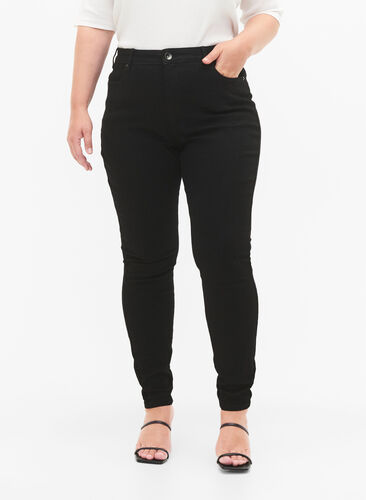 Amy jeans with a high waist and super slim fit, Black, Model image number 2