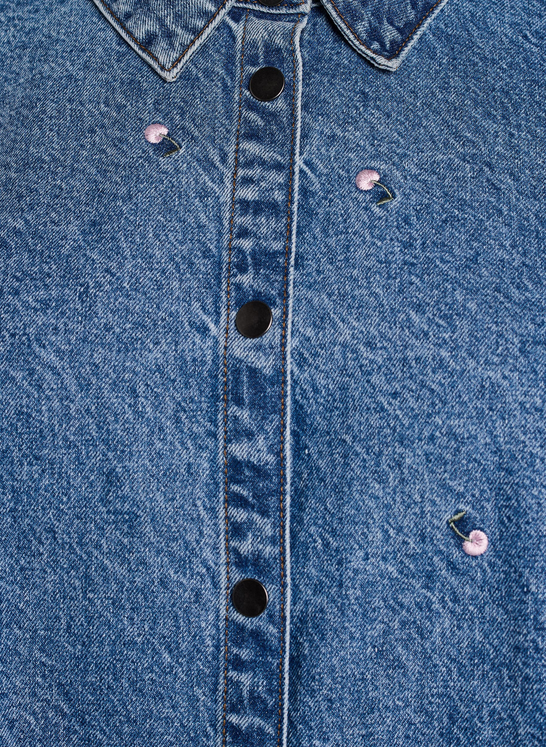 Zizzifashion Denim shirt with embroidered motifs, Light Blue, Packshot image number 2
