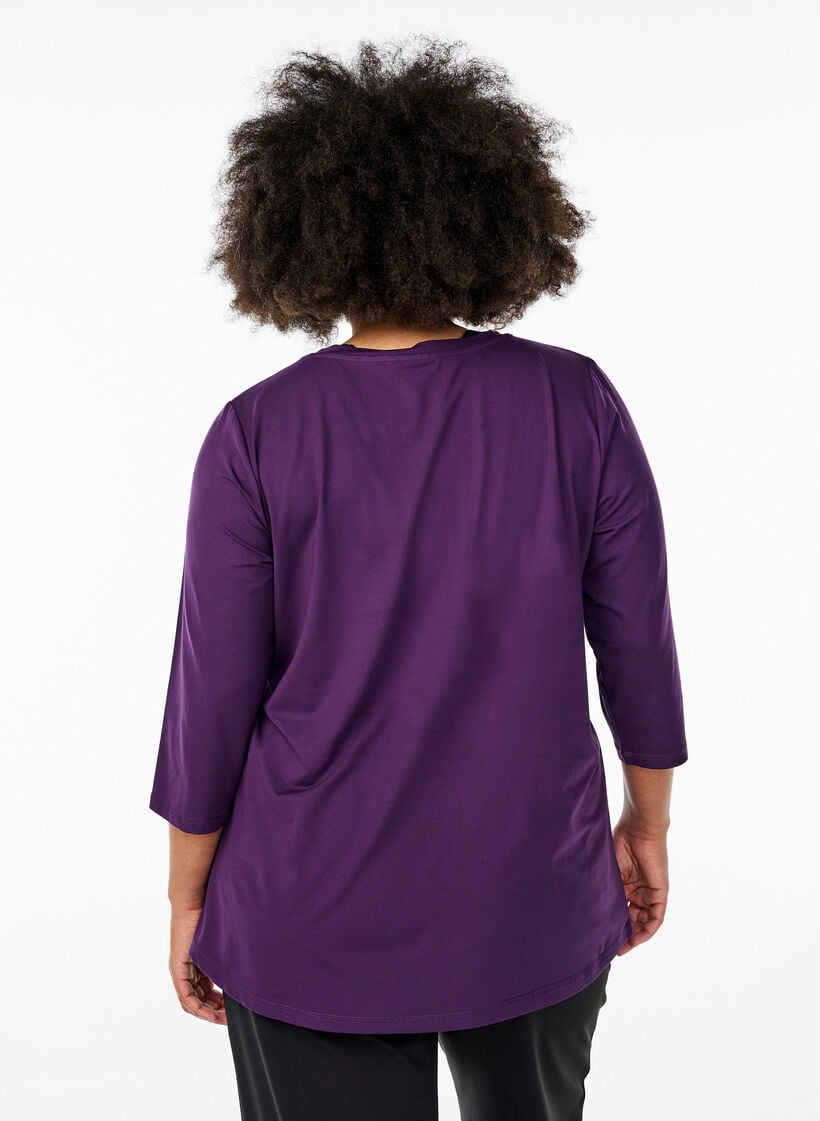 Workout top with 3/4 sleeves, Purple, Model image number 2