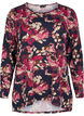 Floral blouse with long sleeves, Blue, Packshot image number 0
