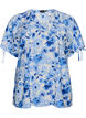 Viscose blouse with ruched sleeves, Blue, Packshot image number 0