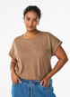 Short sleeved cotton blend t-shirt, Brown, Model image number 0