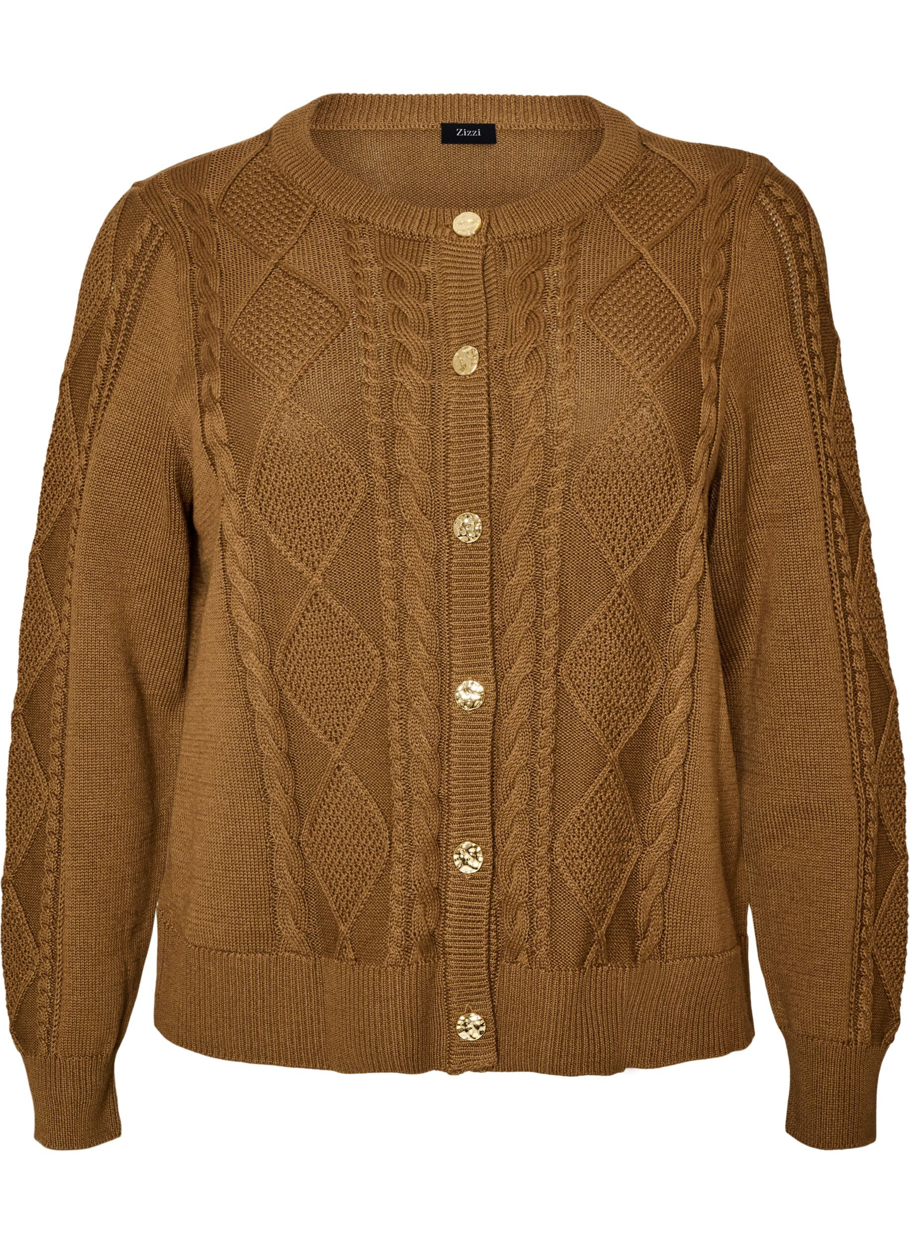 Cable-knit cardigan with decorative buttons