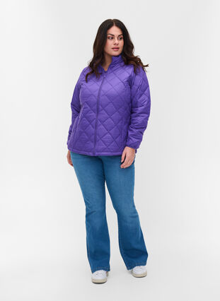 Lightweight quilted jacket with zip and pockets, Ultra Violet, Model image number 3