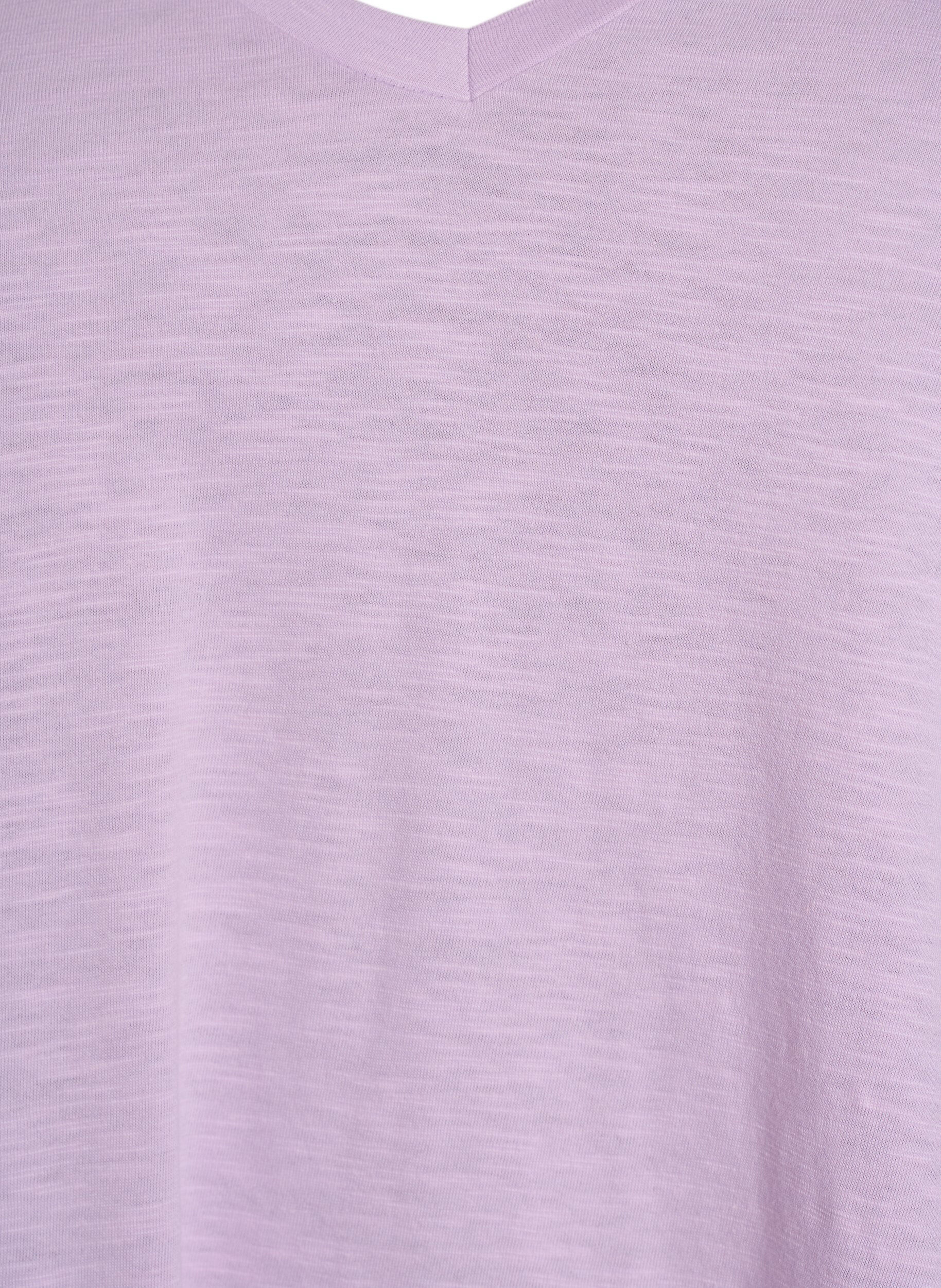 Zizzifashion Short-sleeved basic t-shirt with v-neck, Purple, Packshot image number 2