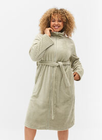 Dressing gown with pockets and zip, Seagrass , Model