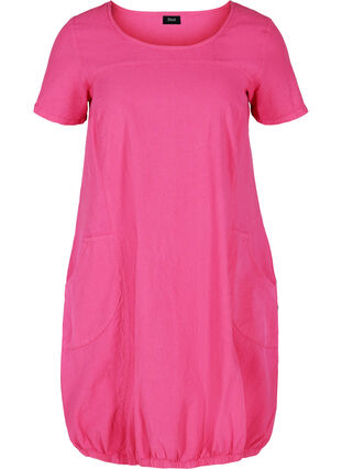 Short sleeve cotton dress, Fuchia Purple, Packshot image number 0