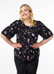 Floral blouse with short sleeves, Black, Model image number 0