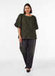Jacquard blouse with puff sleeves and an A-line shape, Green, Model image number 1