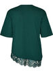 T-shirt with asymmetric lace hem, Green, Packshot image number 1