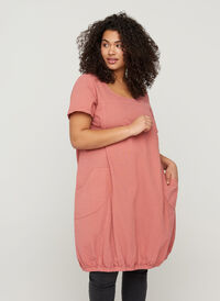 Short-sleeved cotton dress, Canyon rose, Model
