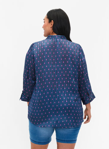 Shirt blouse with dots , Vintage Indigo Dot, Model image number 1