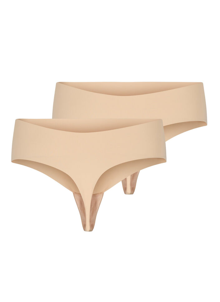 2-pack seamless g-string, Beige, Packshot image number 1