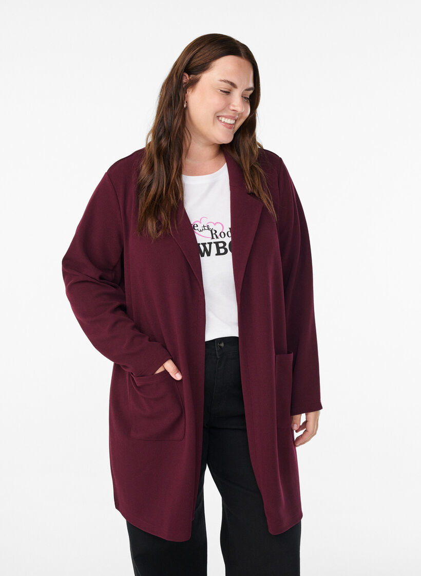 Long blazer with pockets, Red, Model image number 0