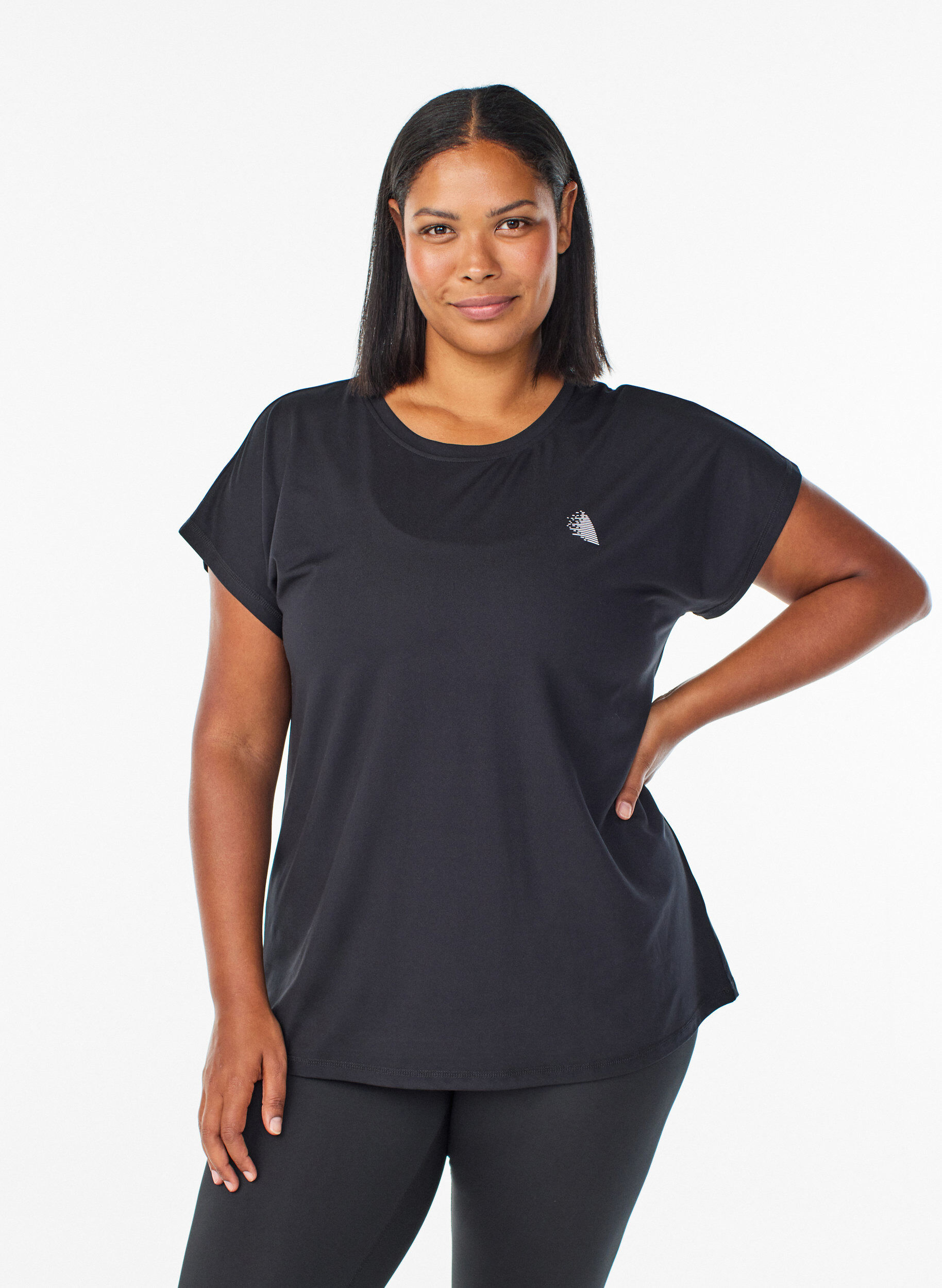 Solid-coloured training T-shirt, Black, Model