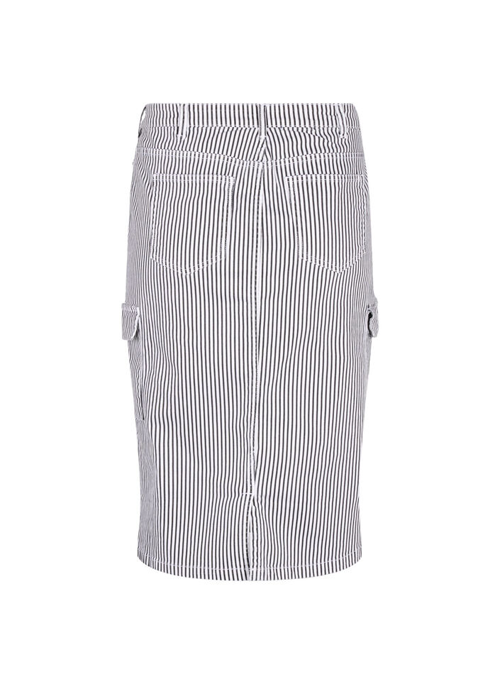 Striped pencil skirt with pockets, Black & White Stripe, Packshot image number 1