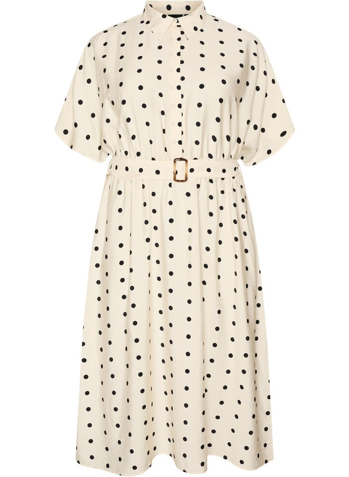 Midi shirt dress in dotted viscose, Vanilla, Packshot image number 0