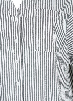 Striped shirt with chest pockets, White/Black Stripe, Packshot image number 2