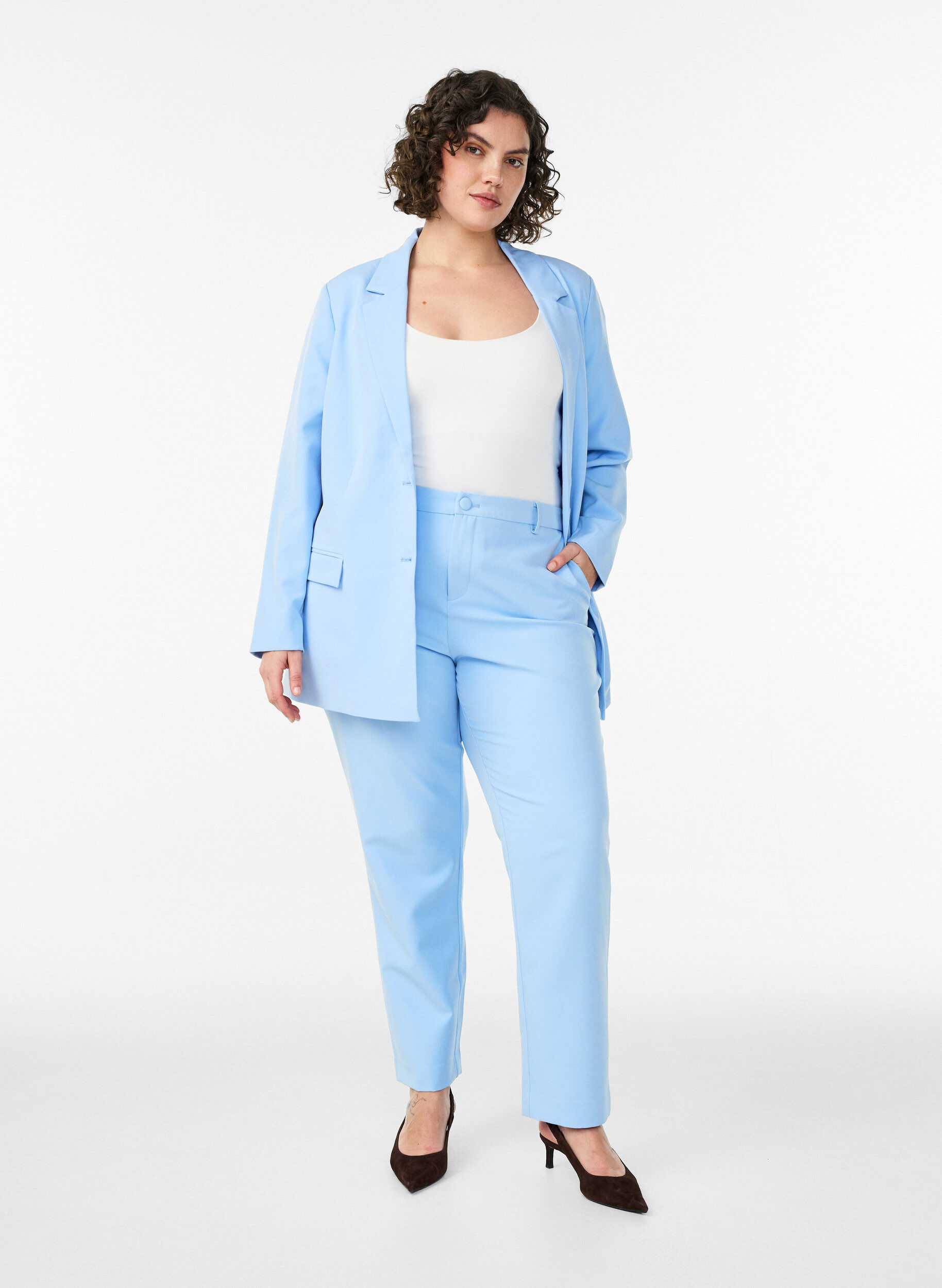 ZizzifashionClassic blazer with button fastening, Light Blue, Model image number 1