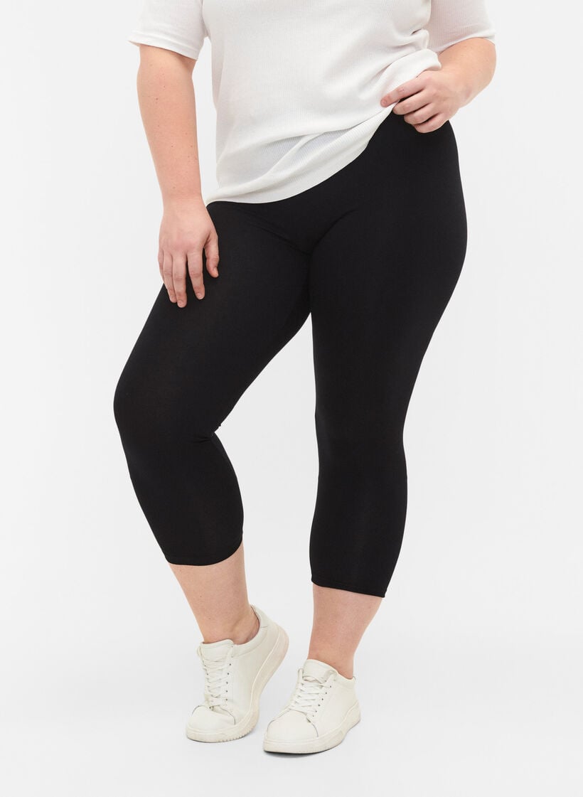 Basic 3/4 leggings in viscose, Black, Model image number 0