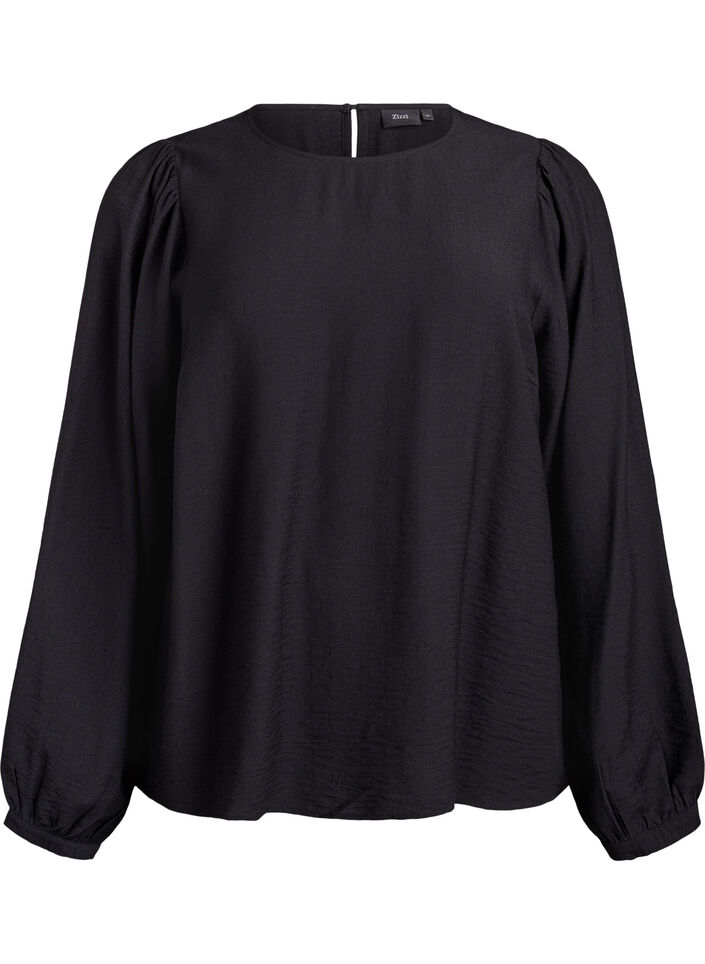 Long-sleeved viscose blouse, Black, Packshot image number 0