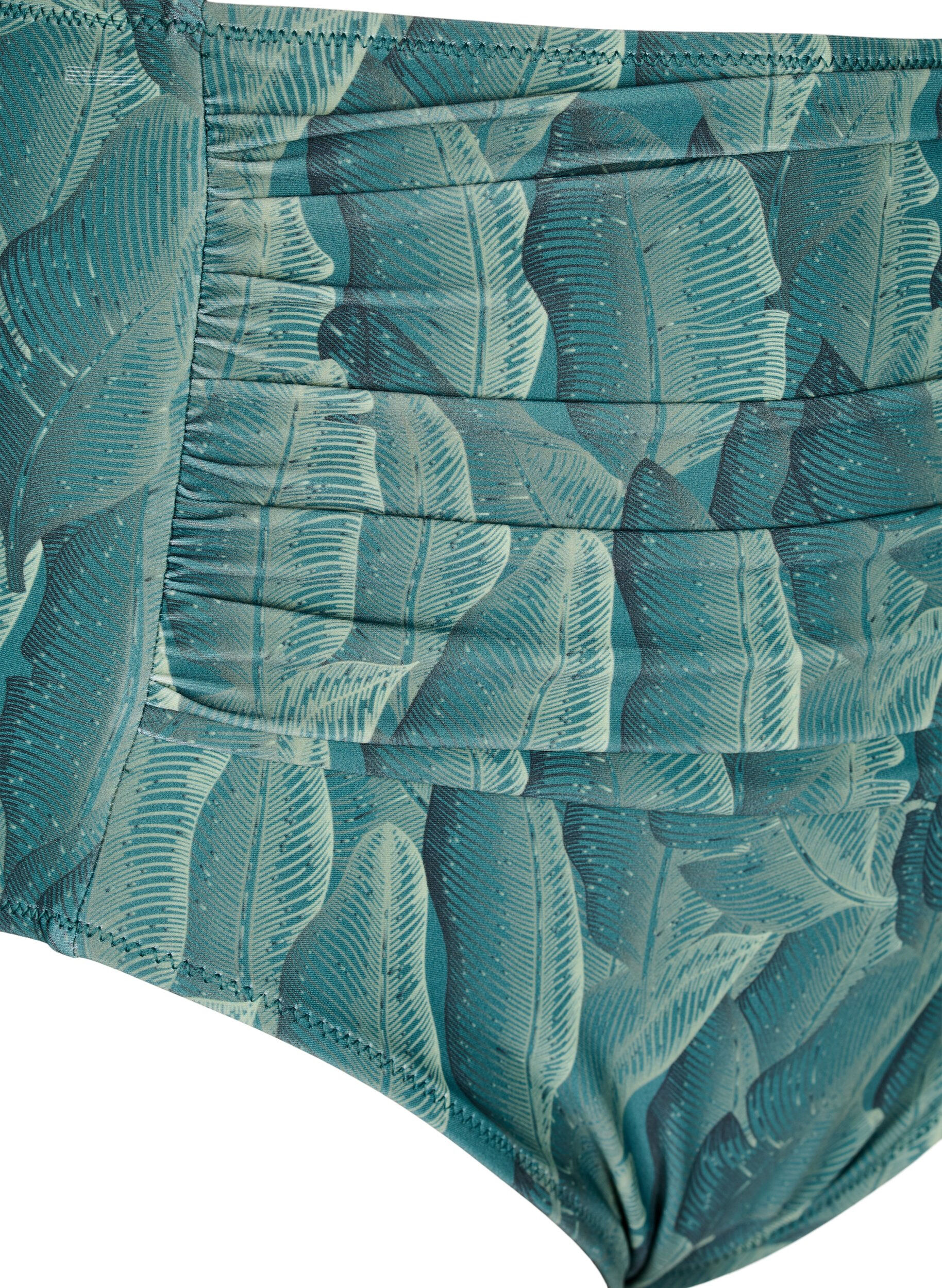 Zizzifashion High-waisted bikini bottoms with print, Green, Packshot image number 2