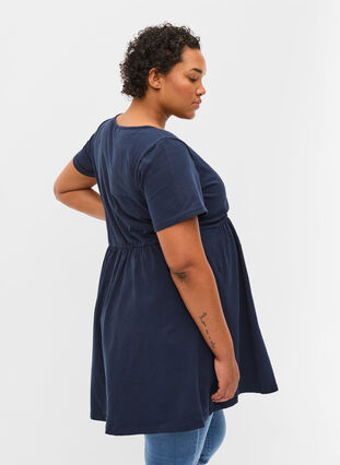 Short-sleeved cotton maternity tunic, Navy Blazer, Model image number 1