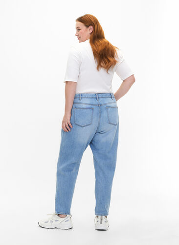 Mille mom fit jeans with destroy , Light Blue, Model image number 1