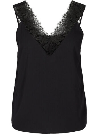 Sleeveless top with v-neck and lace