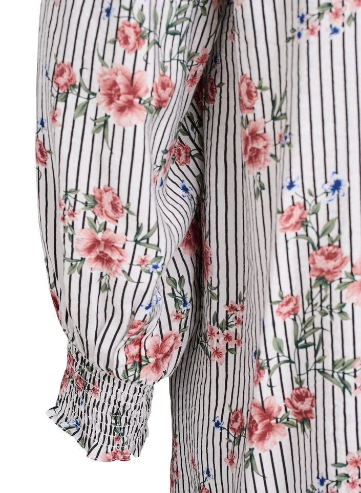 Blouse with floral print and tie detail, Black, Packshot image number 3