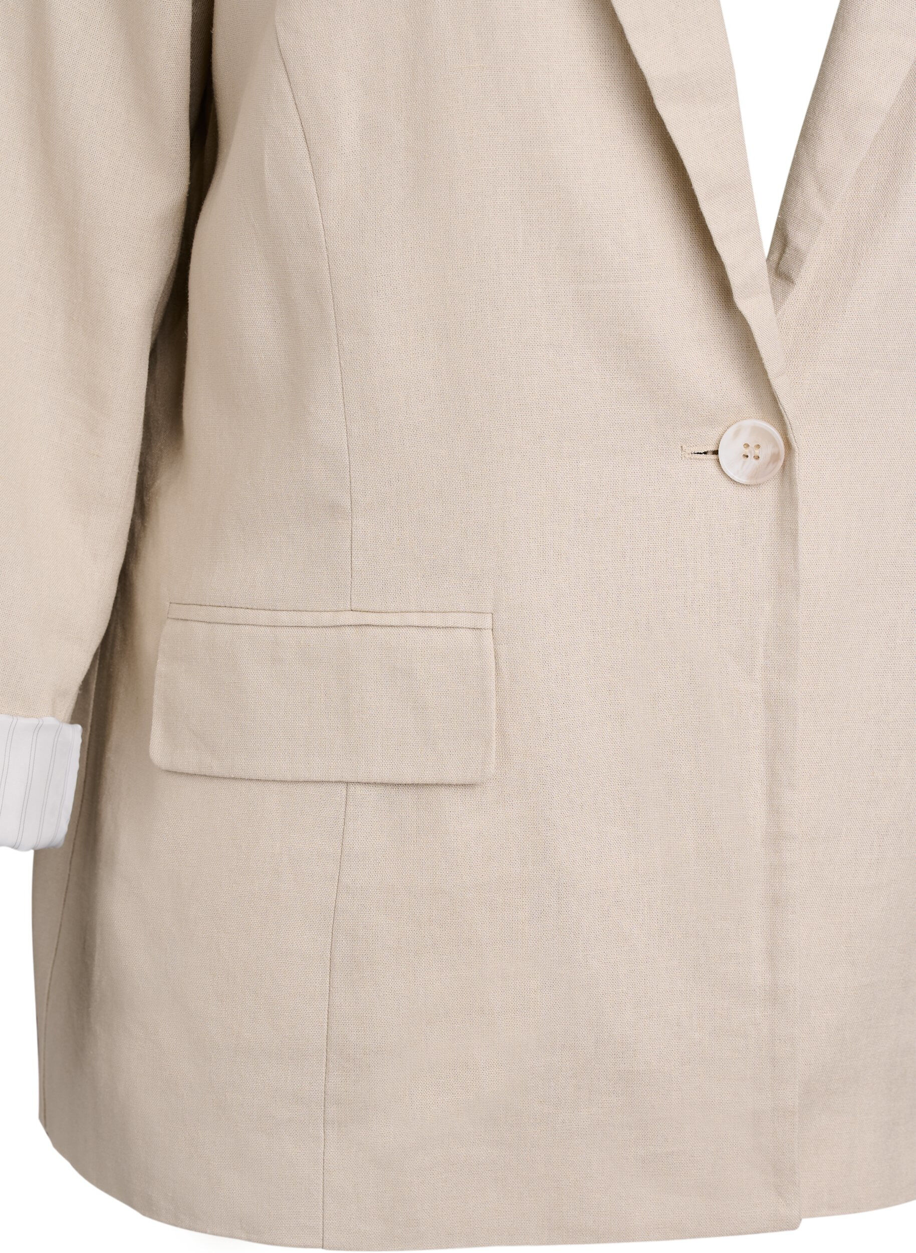 Zizzifashion Blazer in linen and viscose with lapels and pockets, Beige, Packshot image number 2