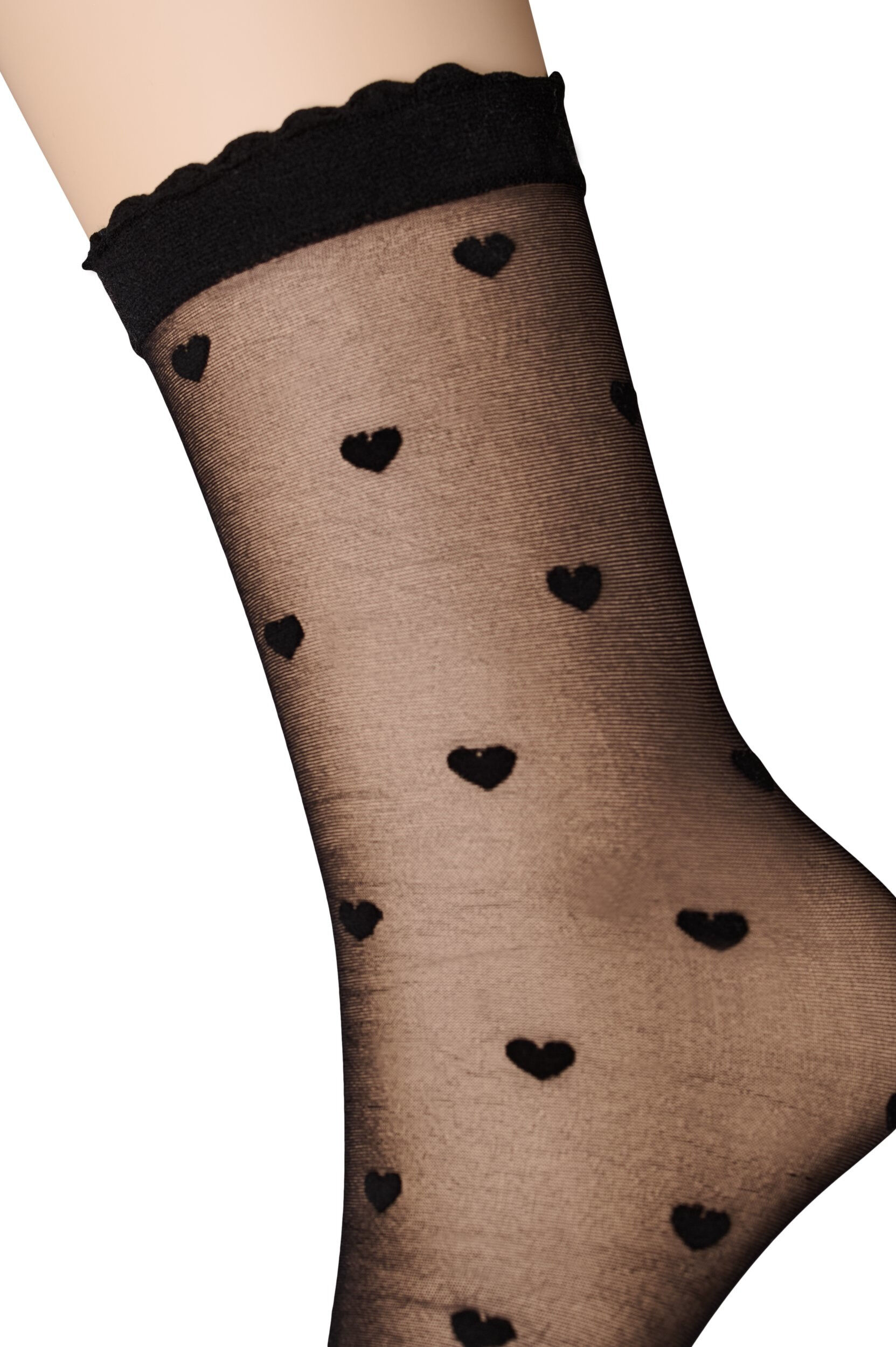 Zizzifashion 2-Pack Ankle socks with hearts, Black, Packshot image number 2