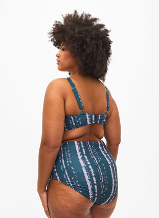 Extra high-waisted bikini bottom with print, Tie Dye AOP, Model image number 1
