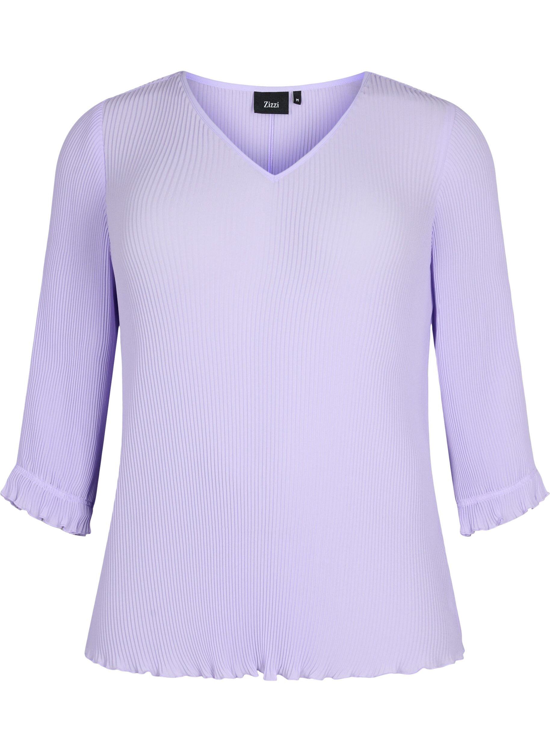 Zizzifashion Pleated top with 3/4 sleeves, Lavender, Packshot image number 0