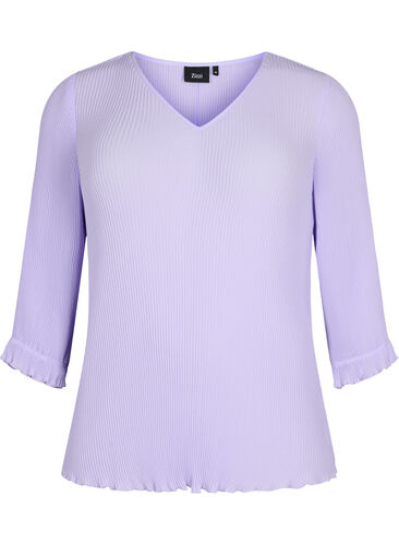 Pleated top with 3/4 sleeves, Lavender, Packshot image number 0