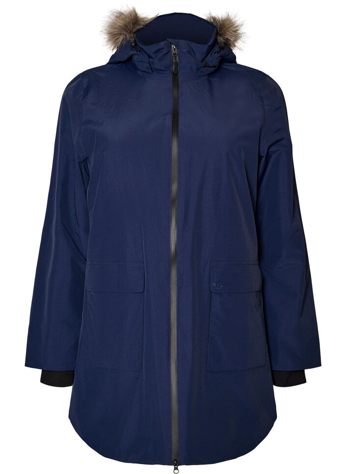 Waterproof hooded parka, Blue, Packshot image number 0