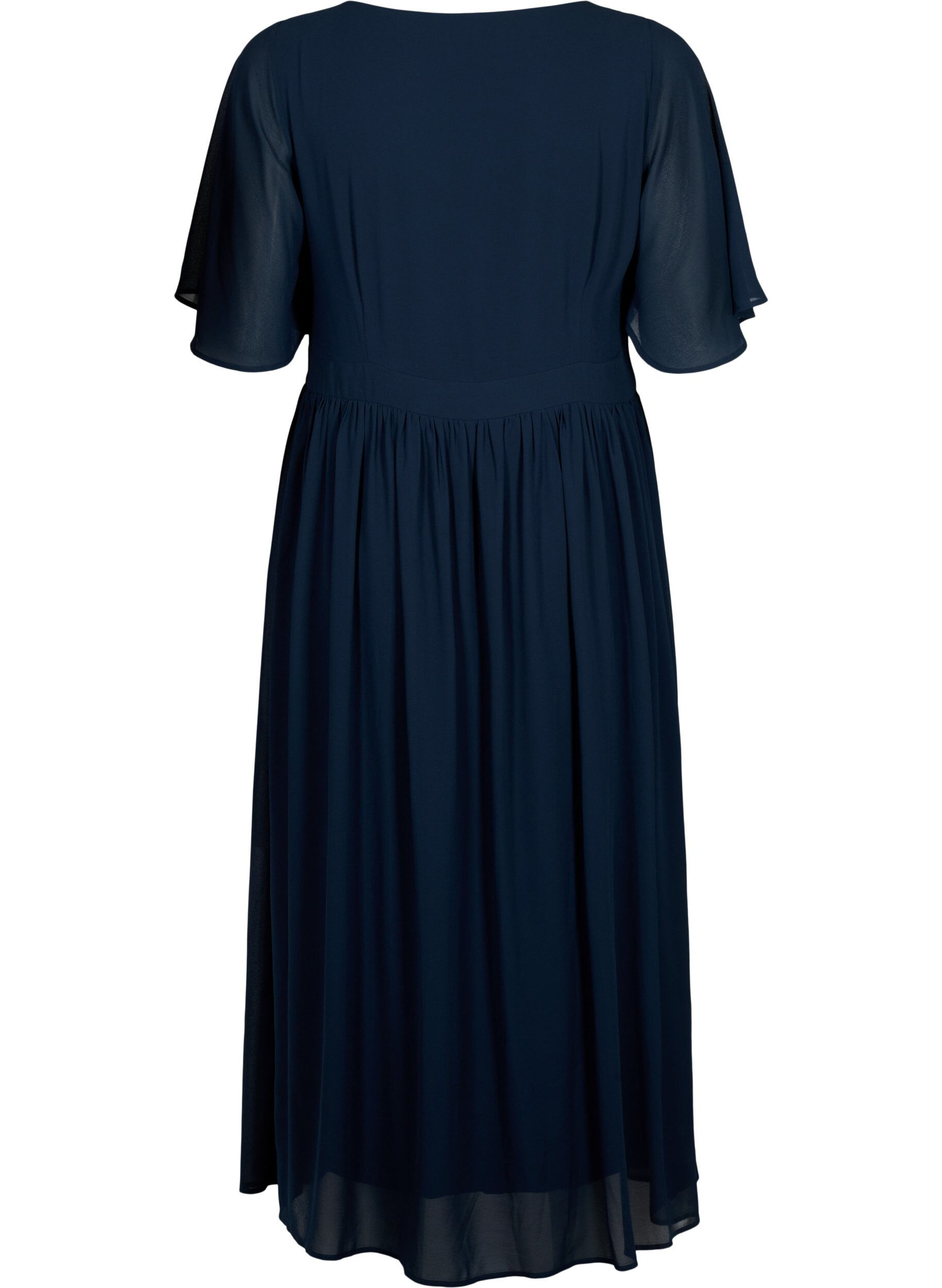 Zizzifashion Maxi dress with pleats and short sleeves, Total Eclipse, Packshot image number 1