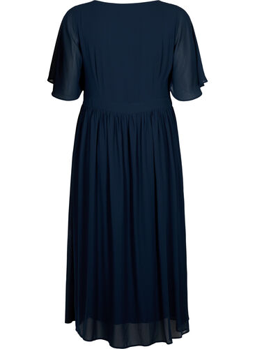 Maxi dress with pleats and short sleeves, Total Eclipse, Packshot image number 1
