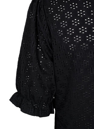V-neck blouse with hole pattern, Black, Packshot image number 3