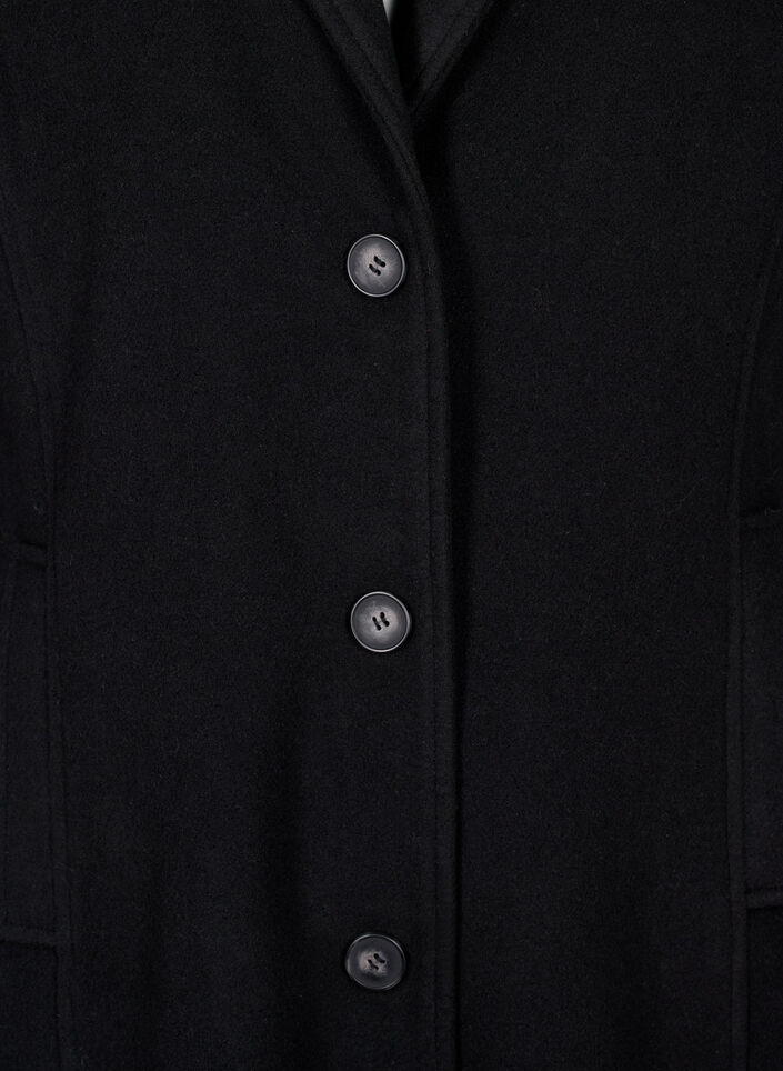Long wool coat with pockets, Black, Packshot image number 2