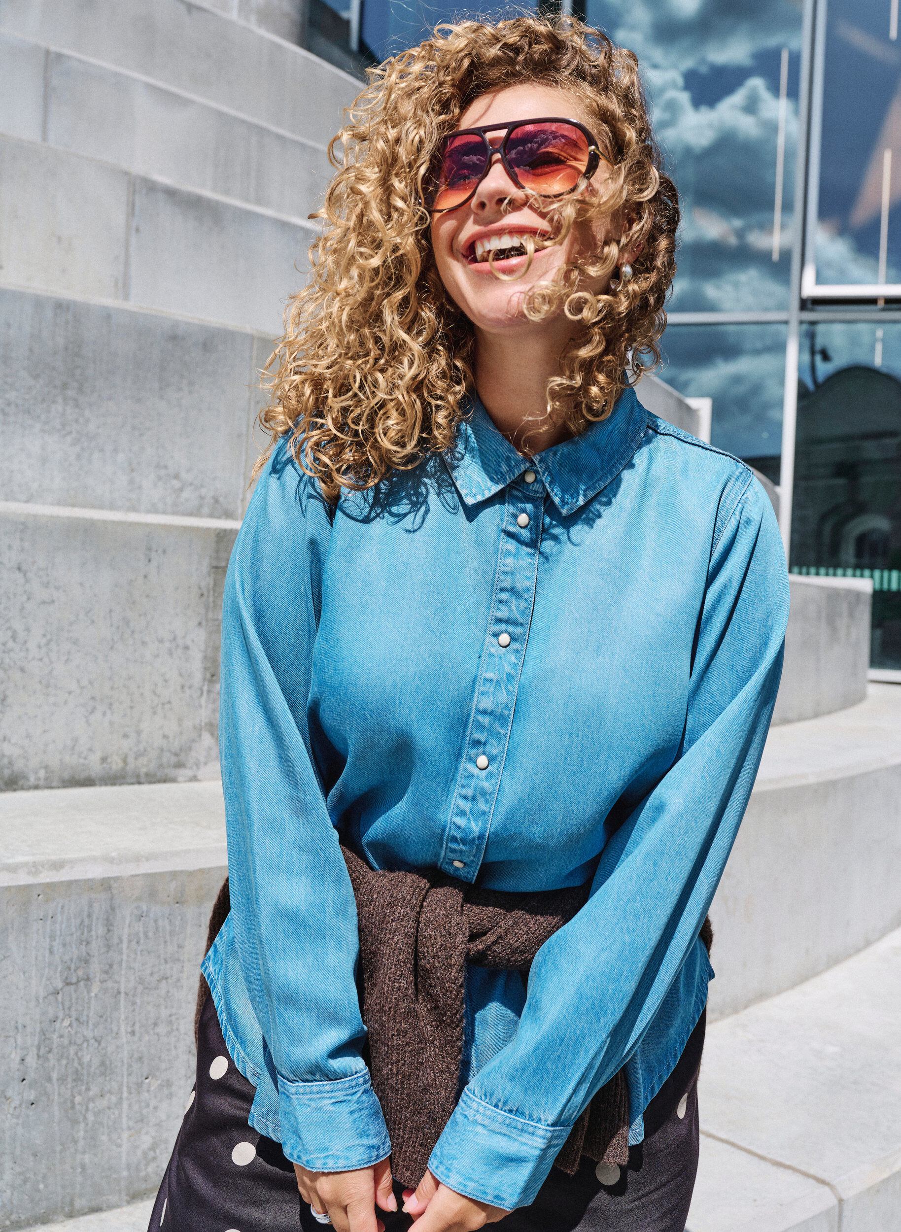 Denim shirt in lyocell with press studs