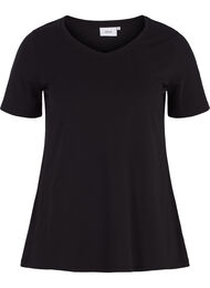 Basic plain cotton t-shirt, Black, Packshot