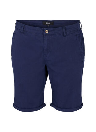 Cotton shorts with button closure, Navy, Packshot image number 0