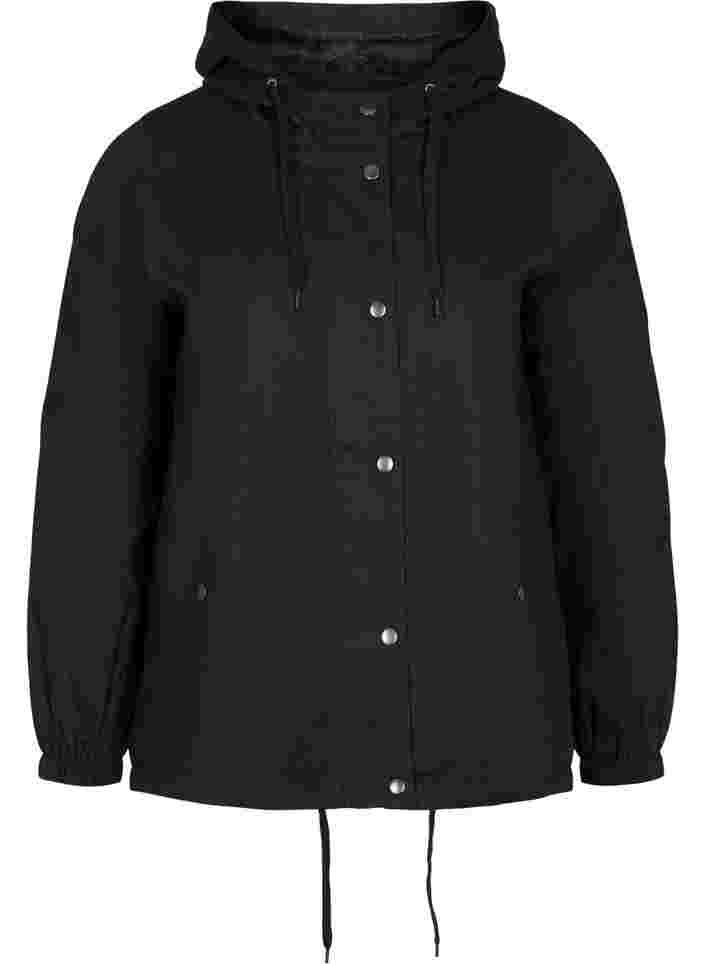 Parka jacket with hood and welt pockets, Black, Packshot image number 0