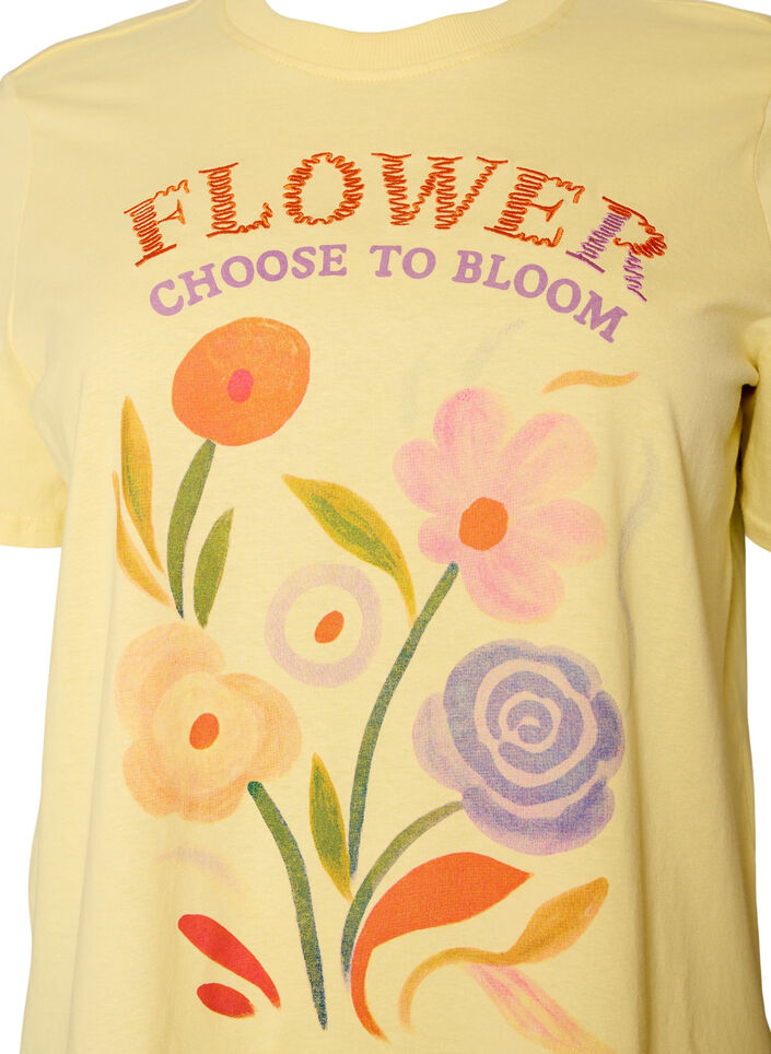 Cotton T-shirt with print, Yellow, Packshot image number 2
