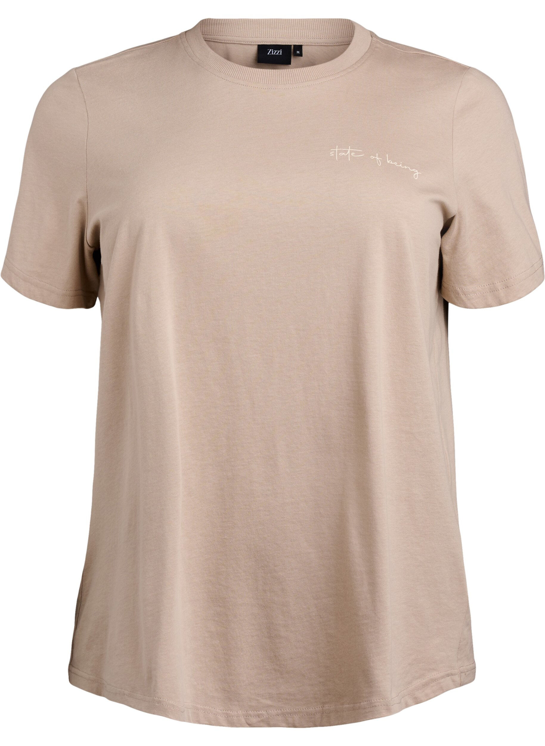 ZizzifashionT-shirt with text print and round neck, Brown, Packshot image number 0