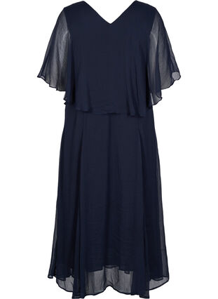 Short-sleeved midi dress with v-neckline, Navy Blazer, Packshot image number 1