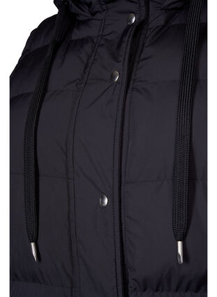 Long vest with hood and button closure, Black, Packshot image number 2