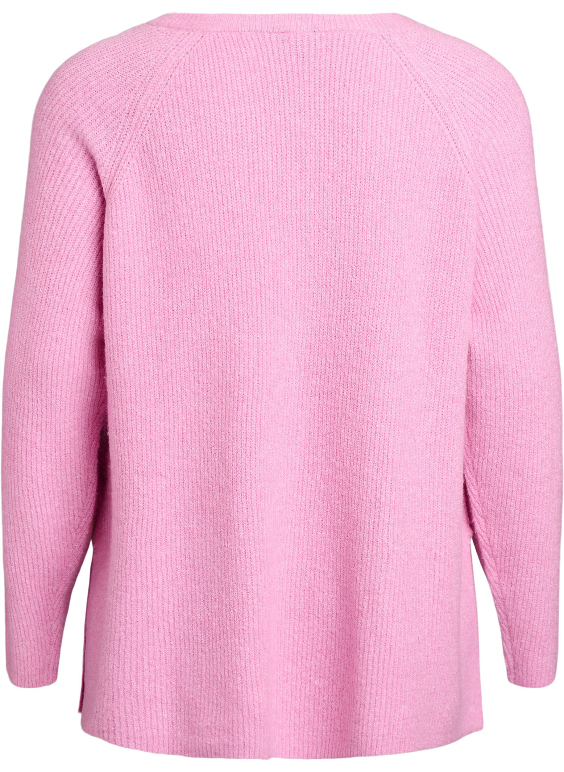 ZizzifashionKnitted jumper with a diagonal pattern and raglan sleeves, Pink, Packshot image number 1