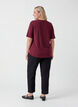 Short-sleeved woven blouse with round neck, Red, Model image number 2